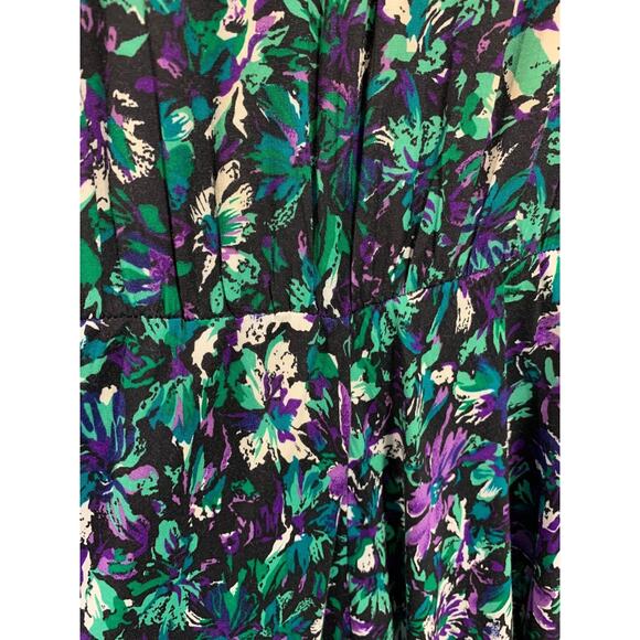 Medium E.D. Michaels Floral Maxi Dress 1980s Vintage Pockets - Picture 7 of 8
